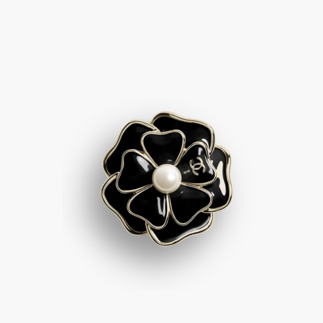 ELG_CNBRO1002-1.jpg Chanel Flower Brooch Black And Pearly White ABG238 B21624 U3367 - Image 1