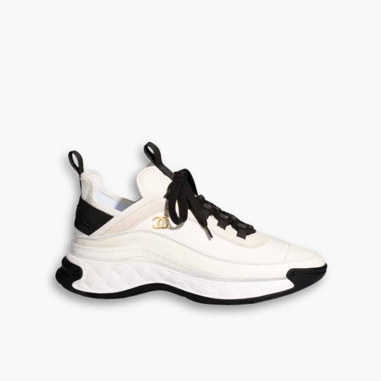 ELG_CNS1001-.jpg Chanel Velvet Sneakers Ivory And Black G35617 - Image 1