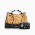Perfect Match: Chanel Shopping Bag Beige And Black 36Cm X Chanel Classic Mini Bag With Hook Black 12Cm