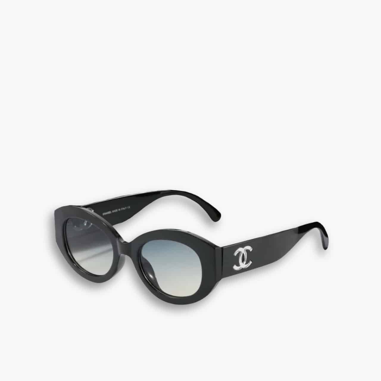 ELG_CNSG1004-1.jpg Chanel Oval Sunglasses Acetate and Nylon Black - Image 1