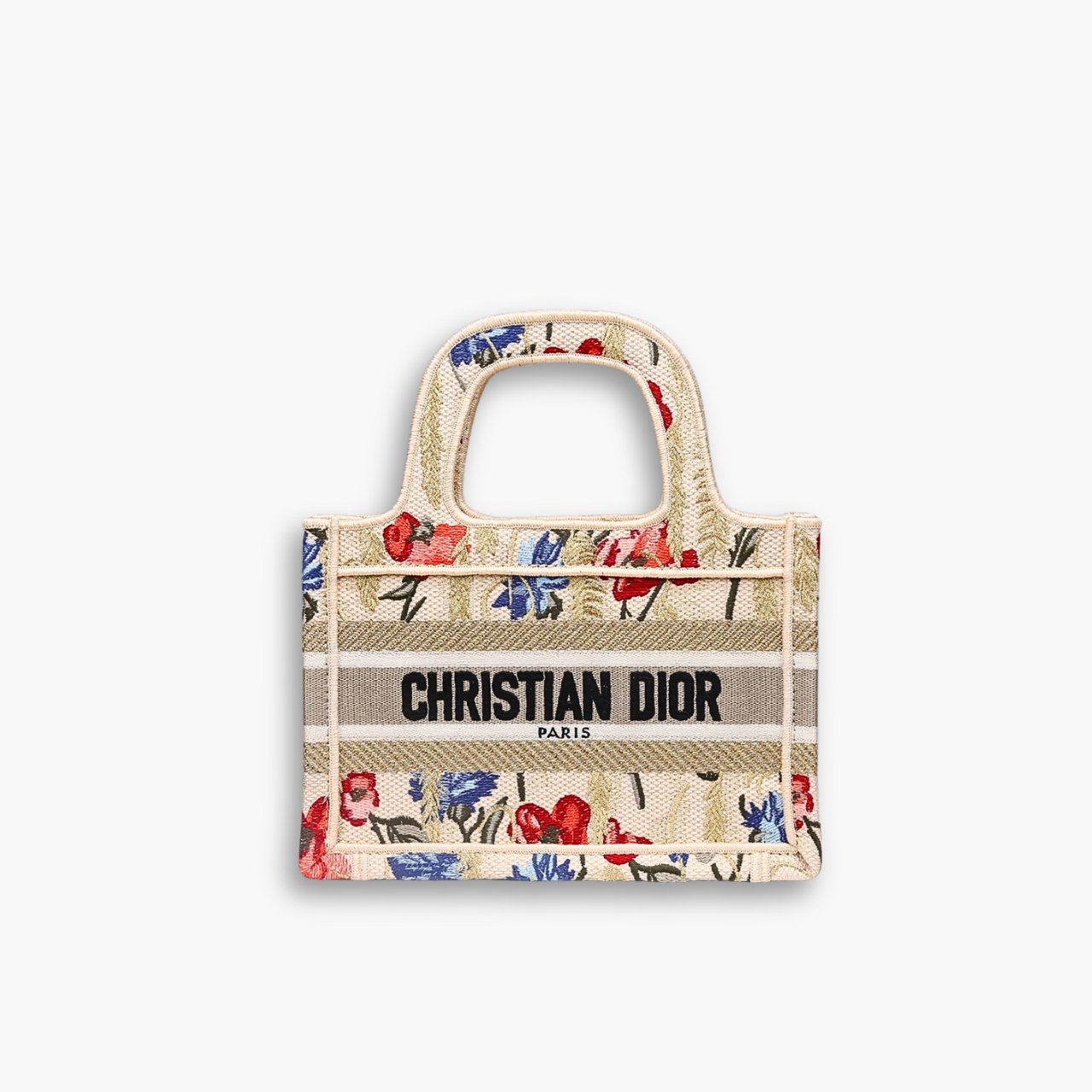 ELG_DRB1018-3.jpg Dior Mini Book Tote Hibiscus Printed Beige 20cm - Image 1