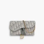 Dior Saddle Long Wallet with Chain Gray 19cm S5614CTZQ M932