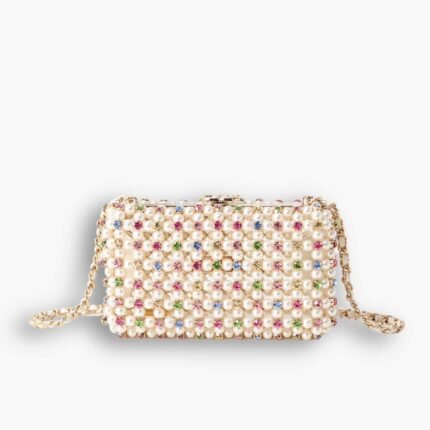 Chanel Evening Bag Glass Pearls In Transparent And Multicolor 17cm