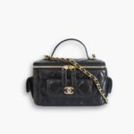 Chanel 22K Small Vanity Case With Pockets In Black 17cm