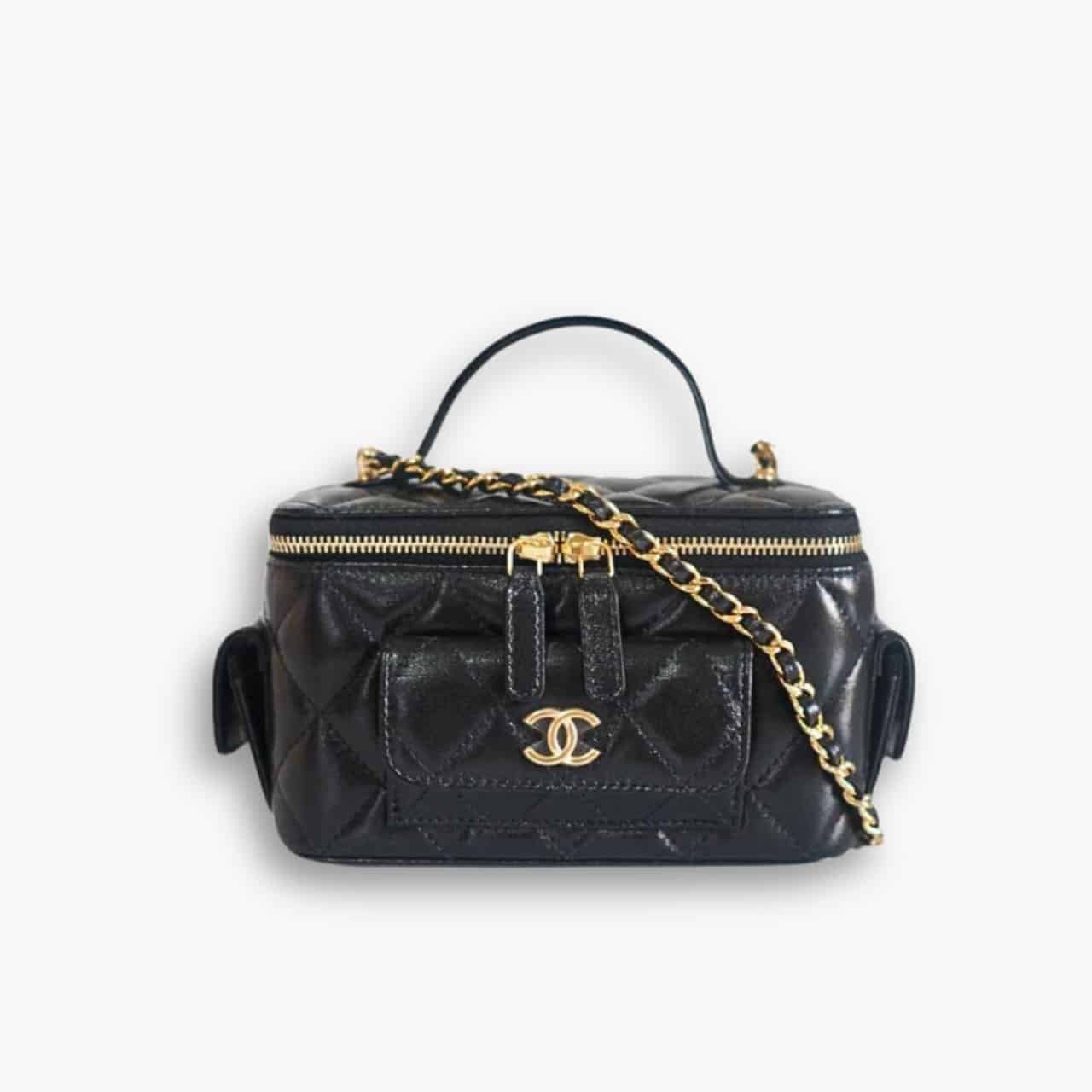 ELG_DRB1066-2-6.jpg Chanel 22K Small Vanity Case With Pockets In Black 17cm - Image 1