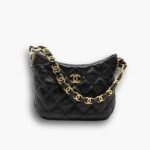 Chanel Hobo Shoulder Bag Leather Black 24cm AAS3562 B09178 94305