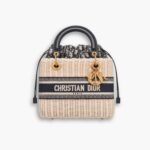 Dior Medium Lady Dior Bag Natural Wicker Blue 24cm M0565CMVO M808