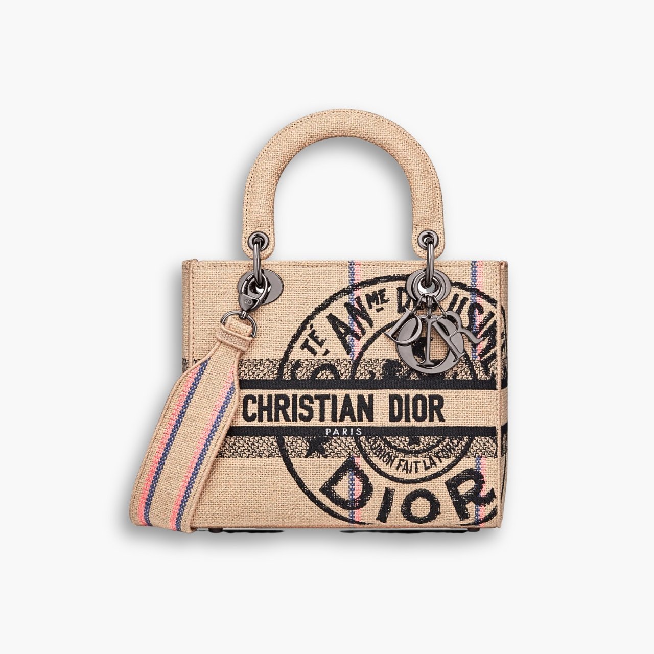ELG_DRB1099.jpg Dior Medium Lady D Lite Bag Beige Jute 24cm M0565BRUW M918 - Image 1