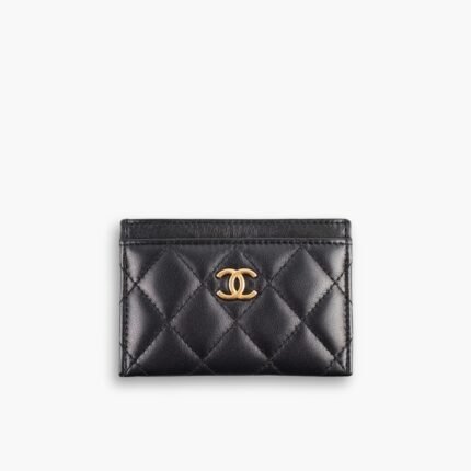Chanel Quilted Black Card Holder 9cm