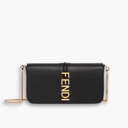 Fendi Fendigraphy Wallet On Chain Black 21cm 8BS076A5DYF0KUR