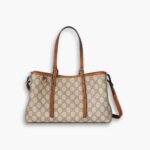 Gucci Emblem Small Tote Bag Beige And Dark Brown 31cm