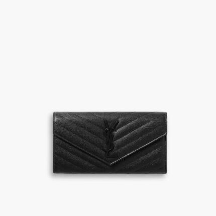Saint Laurent Cassandra Large Flap Wallet Black Hardware 19 cm