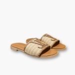 Louis Vuitton Lock It Flat Raffia Mules Brown