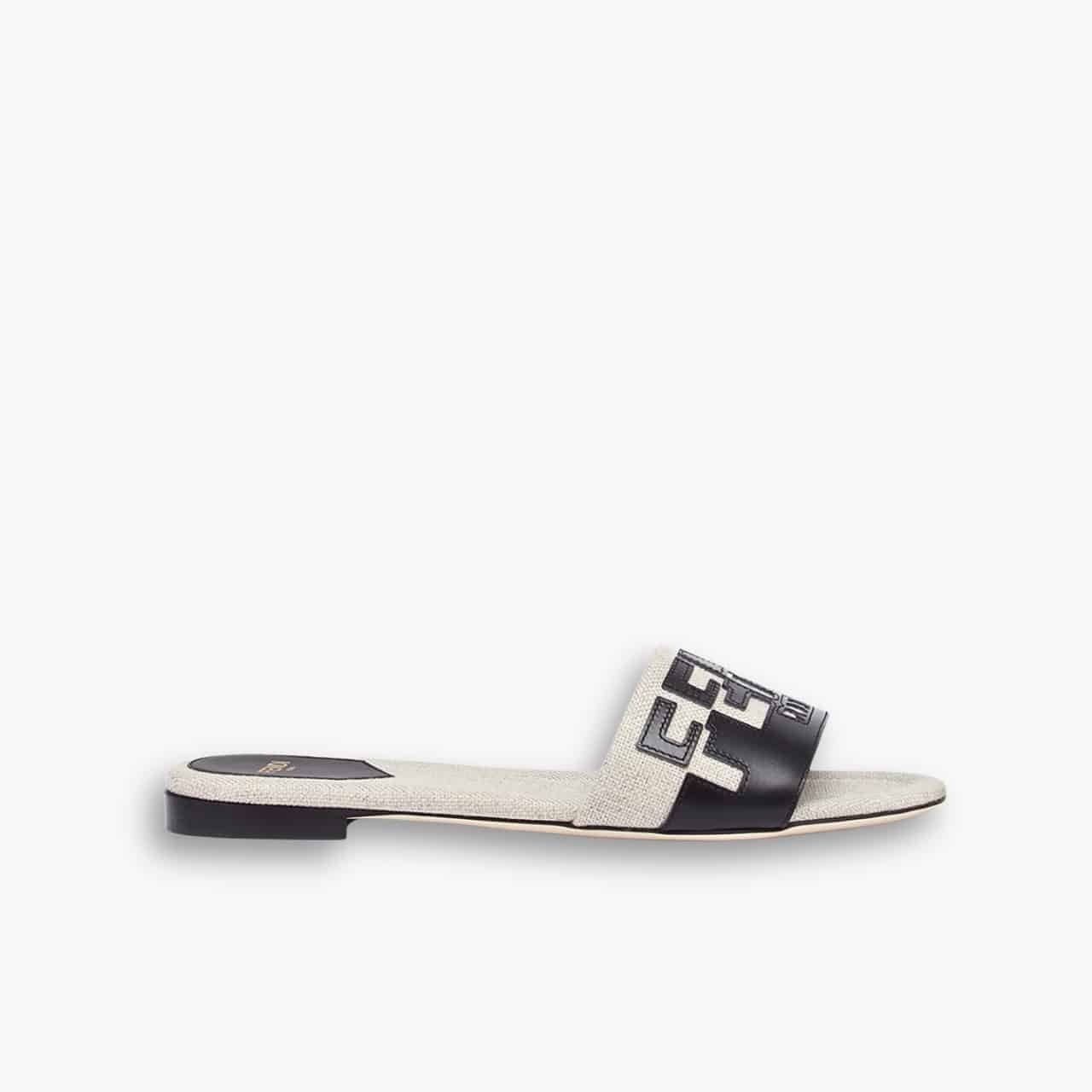 ELG_GCS1001-1-1.jpg Fendi Canvas Slides Gray 8R8337AJZUF0WZM - Image 1