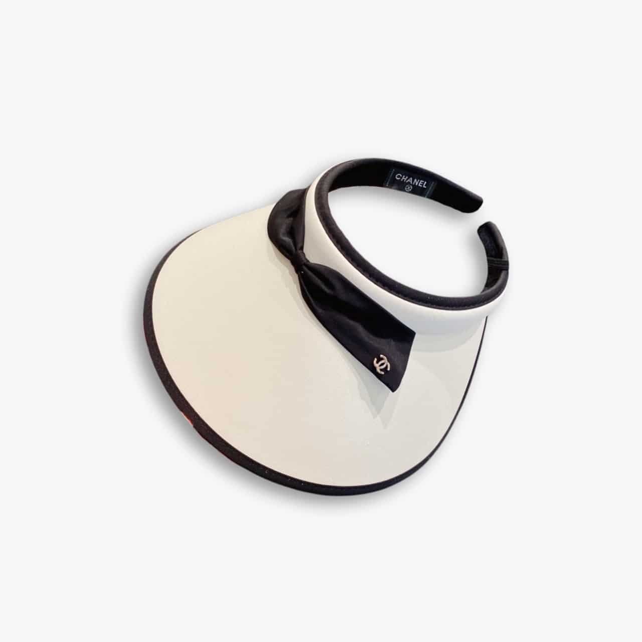 ELG_GCS1001-1-2-1.jpg Chanel Bow Tie Visor Hat White - Image 1