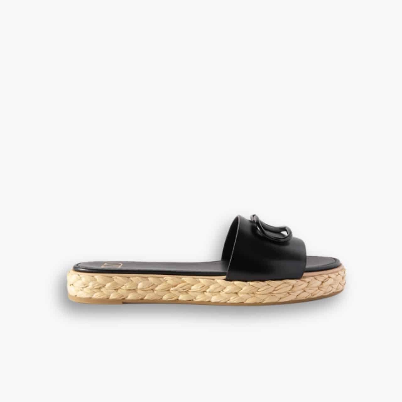 ELG_GCS1001-1-7.jpg Valentino Garavani Vlogo Espadrille Slides Black - Image 1
