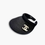 Chanel Straw CC Visor Hat Black