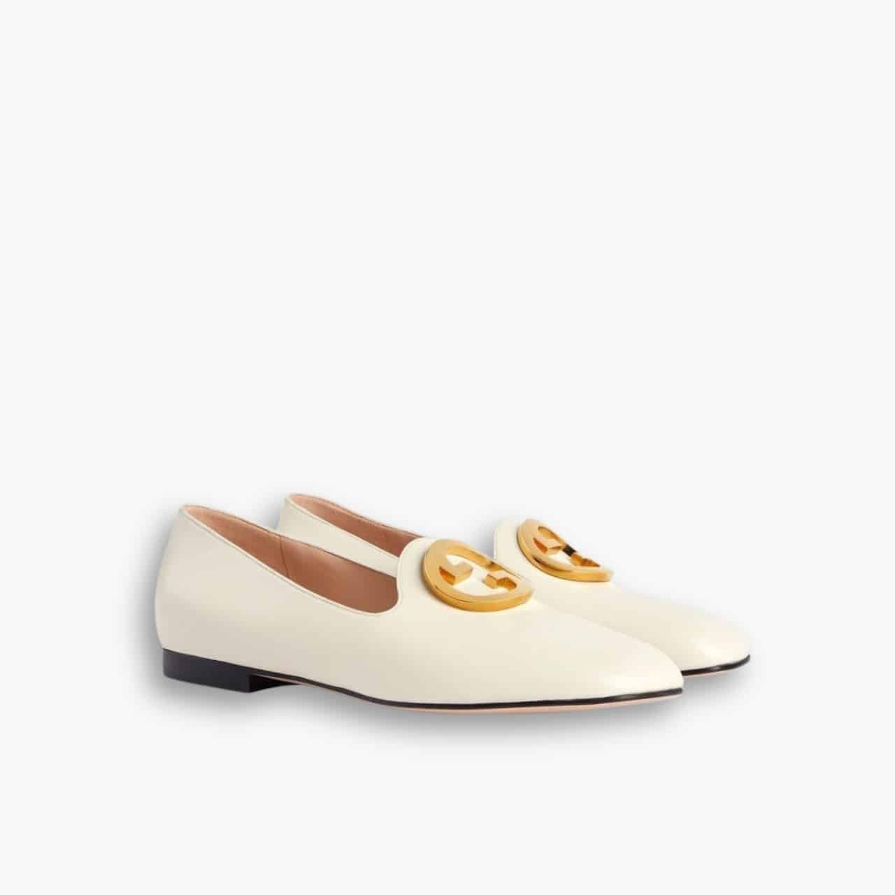 ELG_GCS1034-1.jpg Gucci Logo Plaque Loafers White 723395C9D009022 - Image 1