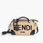 Fendi By The Way Straw Bag Beige And Black 25cm 8BL146AF2XF1E1I