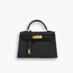 Hermes Kelly Mini Epsom Handbag Black And Gold 20cm