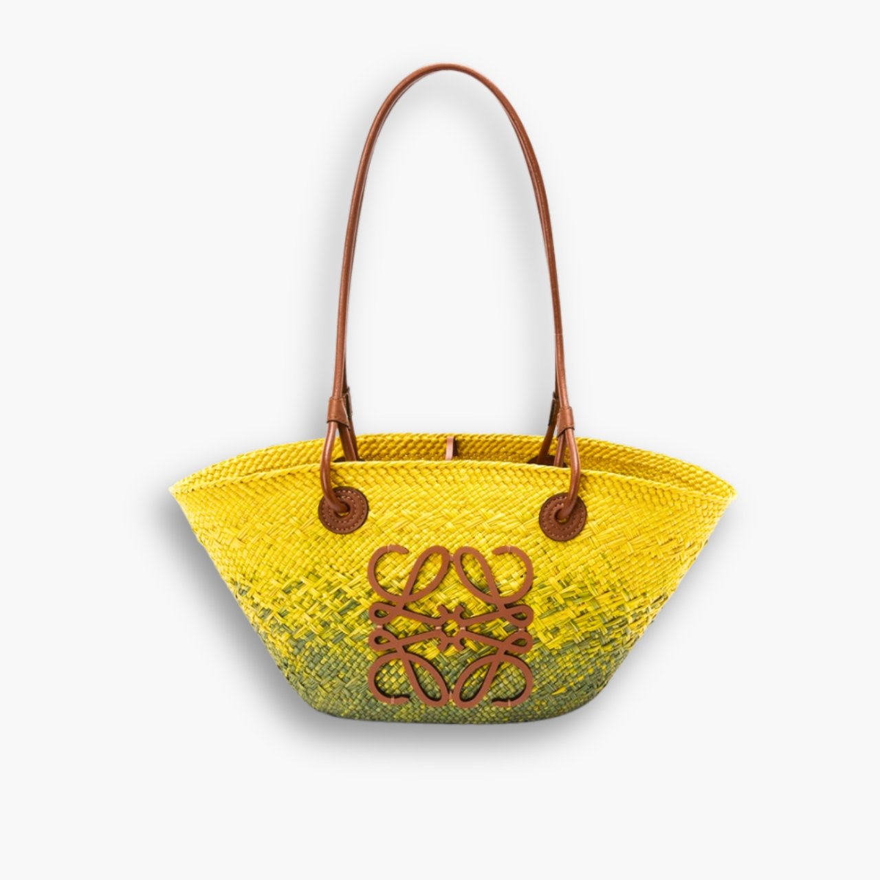 ELG_LB1033.jpg Loewe Anagram Basket Bag Khaki Green And Yellow 27cm A223P65X04 - Image 1