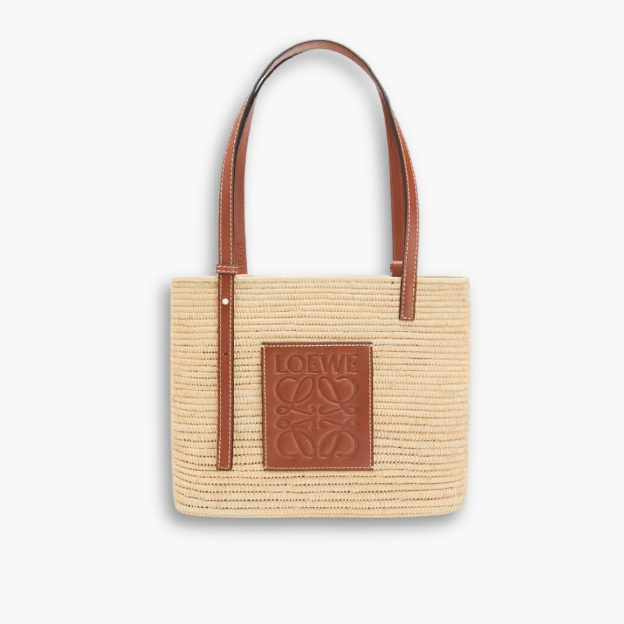 ELG_LB1036-1-1.jpg LOEWE Small Square Basket Bag Natural And Tan 27cm - Image 1