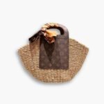 Louis Vuitton Raffia Monogram Crossbody Shoulder Bag Natural 21cm
