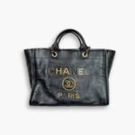 Chanel Deauville Shopping Tote Bag Black 38cm