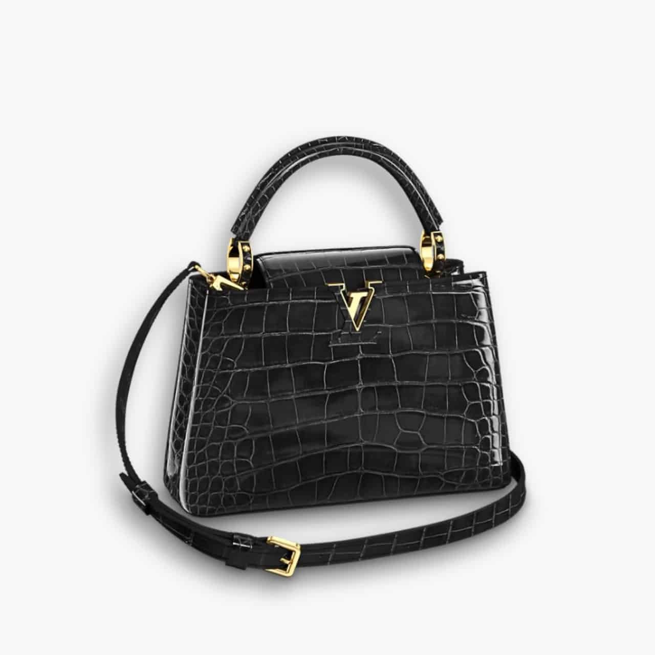 ELG_LVB1150-1-8.jpg Louis Vuitton Capucines Alligator Black 20cm N92173 - Image 1
