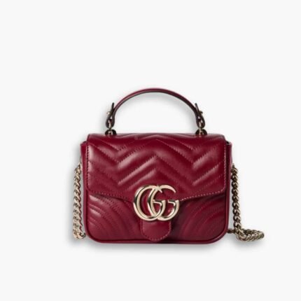 Gucci Gg Marmont Mini Top Handle Bag Rosso Ancora Red 17cm ‎811238 AAECK 6207