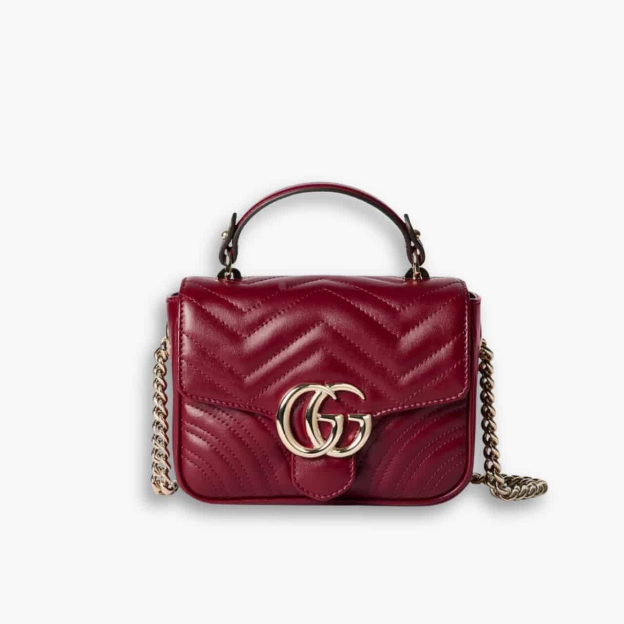 ELG_LVB1150-12-1-2.jpg Gucci Gg Marmont Mini Top Handle Bag Rosso Ancora Red 17cm 811238 AAECK 6207 - Image 1