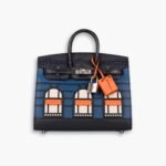 Hermes Sac Faubourg Birkin Matte Alligator Blue And Black 25cm