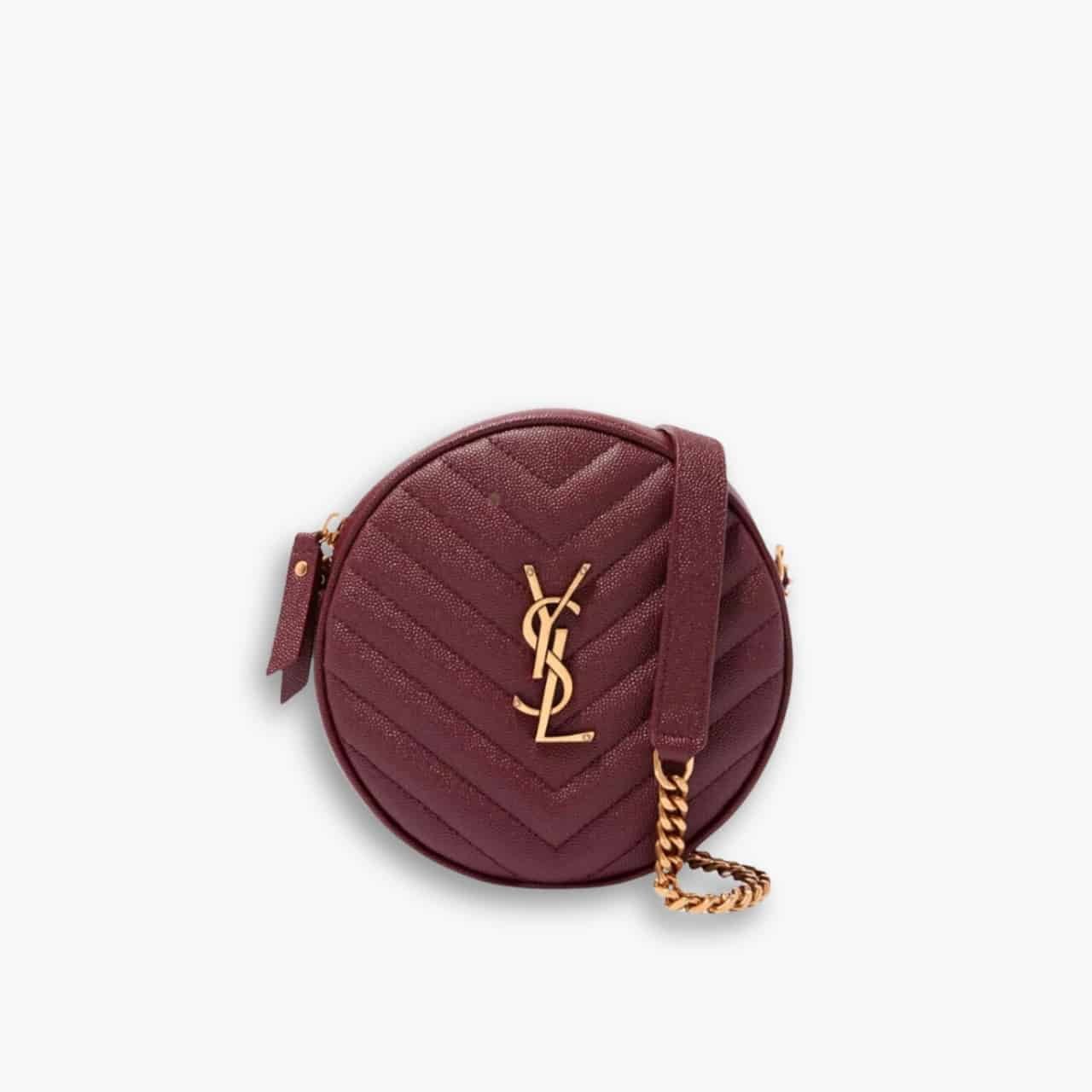 ELG_LVB1150-23-1-1.jpg Saint Laurent Vinyle Round Camera Bag In Red 18cm - Image 1