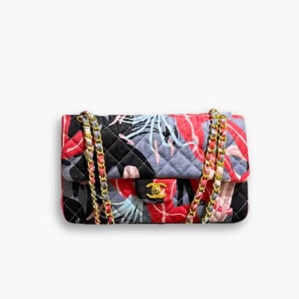 Chanel Flap Bag Quilted Printed Pink Multicolor 26cm