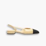 Chanel Slingback Flats Beige Black G31319 Y50006 C8378