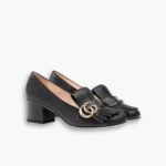 Gucci Mid Heel Pump Leather Black 408208 C9D00 1000