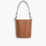 Prada Symbole Quilted Bucket Bag Brown 21Cm
