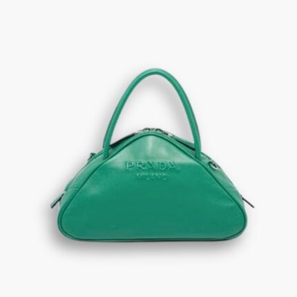 Prada Triangle Leather Bag Green 25Cm