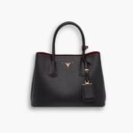 Prada Saffiano Leather Double Black 25Cm