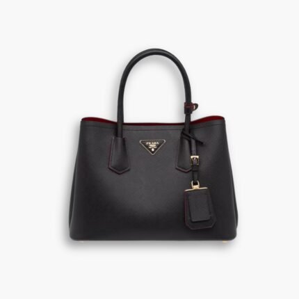 Prada Saffiano Leather Double Black 25Cm