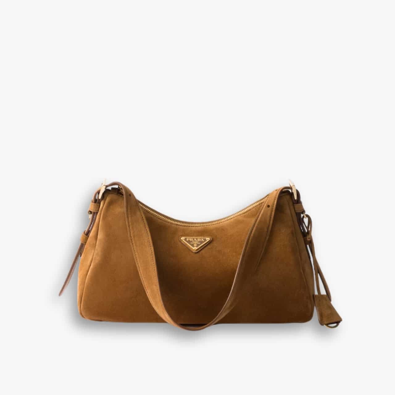 ELG_PRB1079.jpg Prada Aimée Suede Shoulder Bag Cinnamon 39cm 1BC229 2C4S F0401 V LVM - Image 1