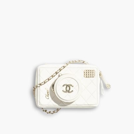 Chanel Camera Bag Lambskin White 18cm AS4817 B16255 10601