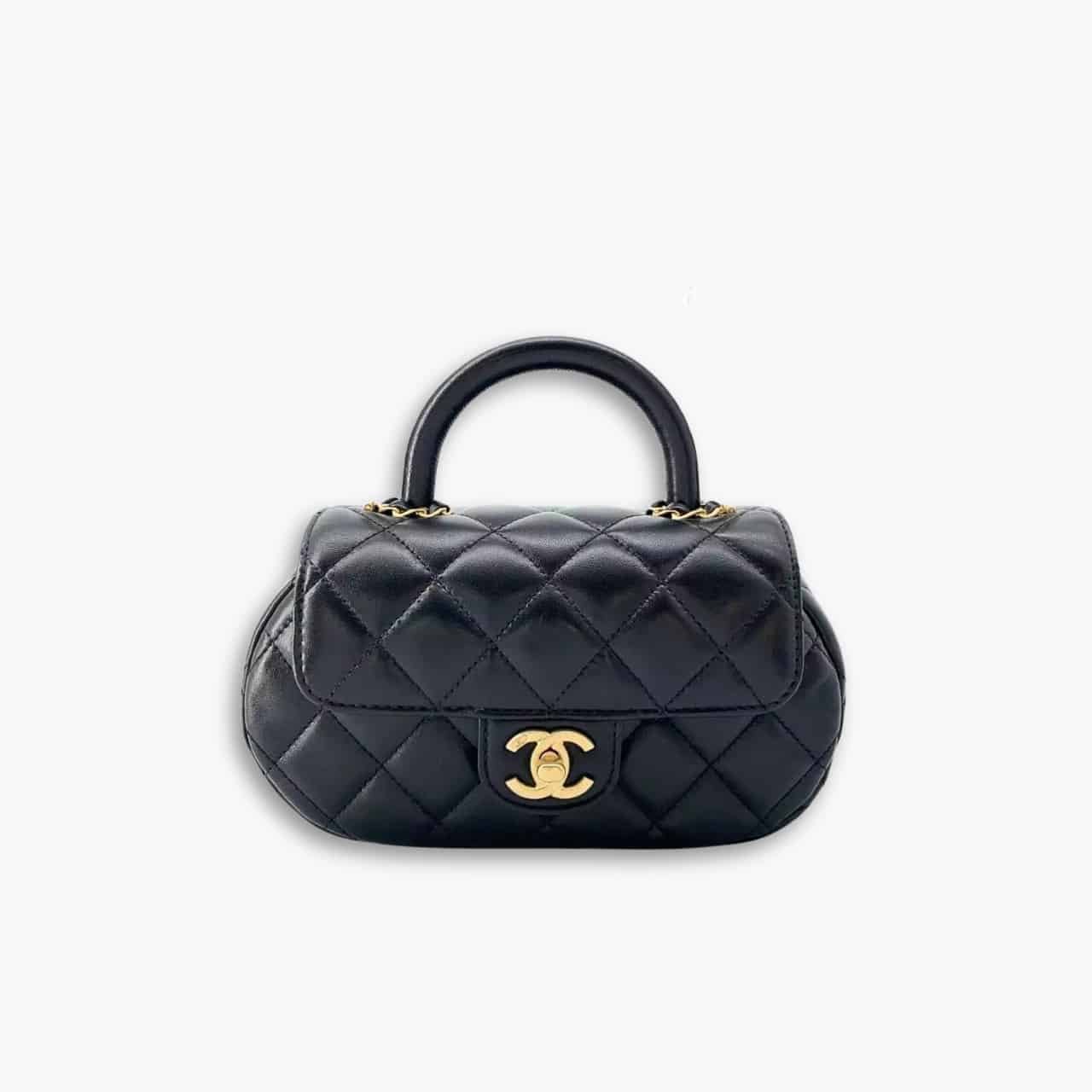ELG_TNB1150-19.jpg Chanel Matelasse Top Handle Bag Black 21cm - Image 1