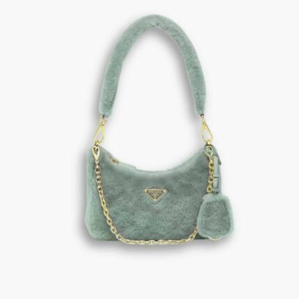 Prada Re Edition Mini Bag Shearling Turquoise Green 24cm