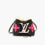 Louis Vuitton Neonoe Handbag Leather And Monogram Teddy Shearling Mm Black 25cm