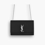 Saint Laurent Kate Medium In Grain De Poudre Mirror Effect Black 24cm