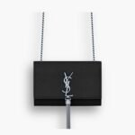 Saint Laurent Kate Small In Grain De Poudre Mirror Effect Black 20Cm