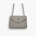 Saint Laurent Loulou Small Grey Nickel 25cm