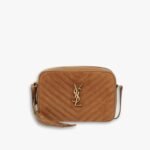 Saint Laurent Suede Matelasse Monogram Lou Camera Bag Cinnamon 23cm