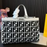 Fendi Peekaboo Bag FF Logo Black And White 40cm - Image 2